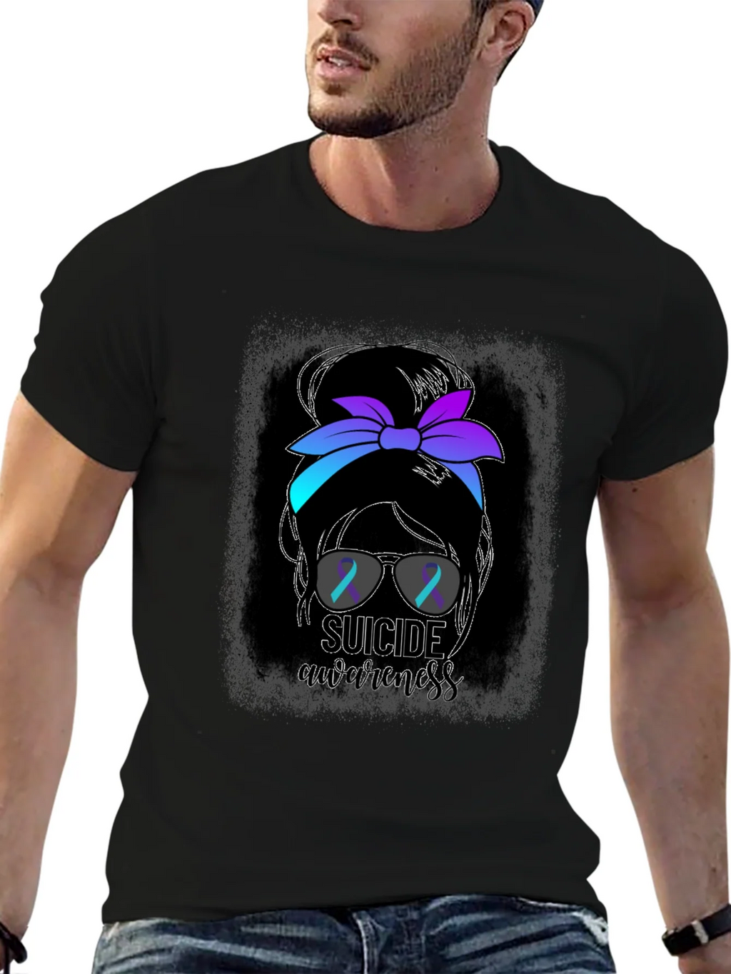 Suicide Awareness Messy Bun Graphic Tee product image 9