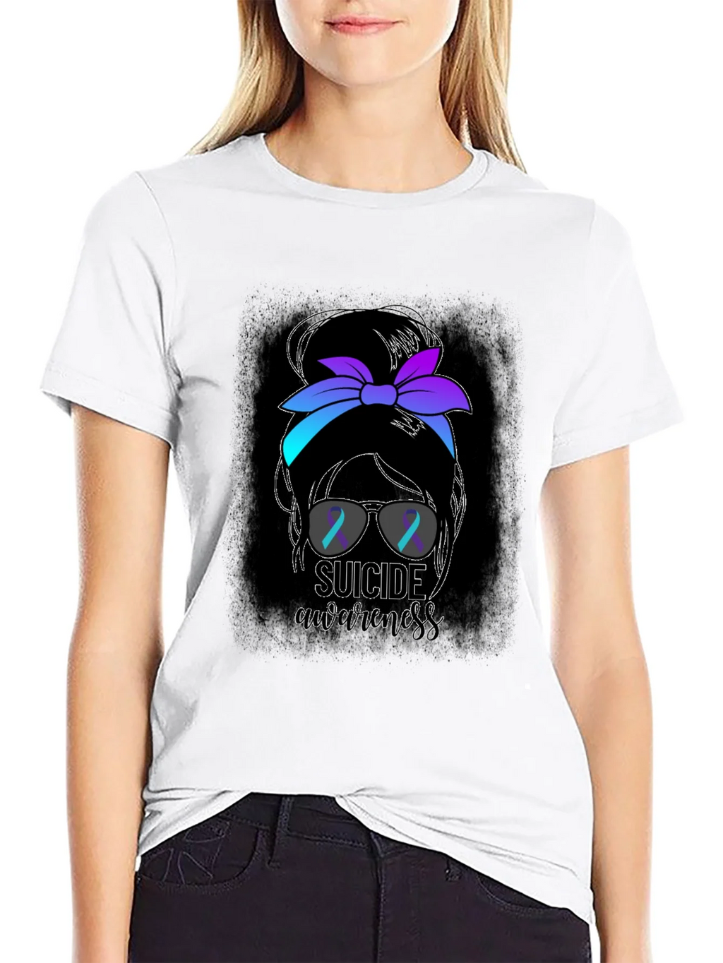 Suicide Awareness Messy Bun Graphic Tee product image 11