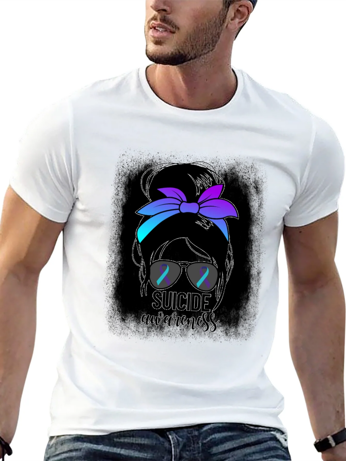 Suicide Awareness Messy Bun Graphic Tee product image 4