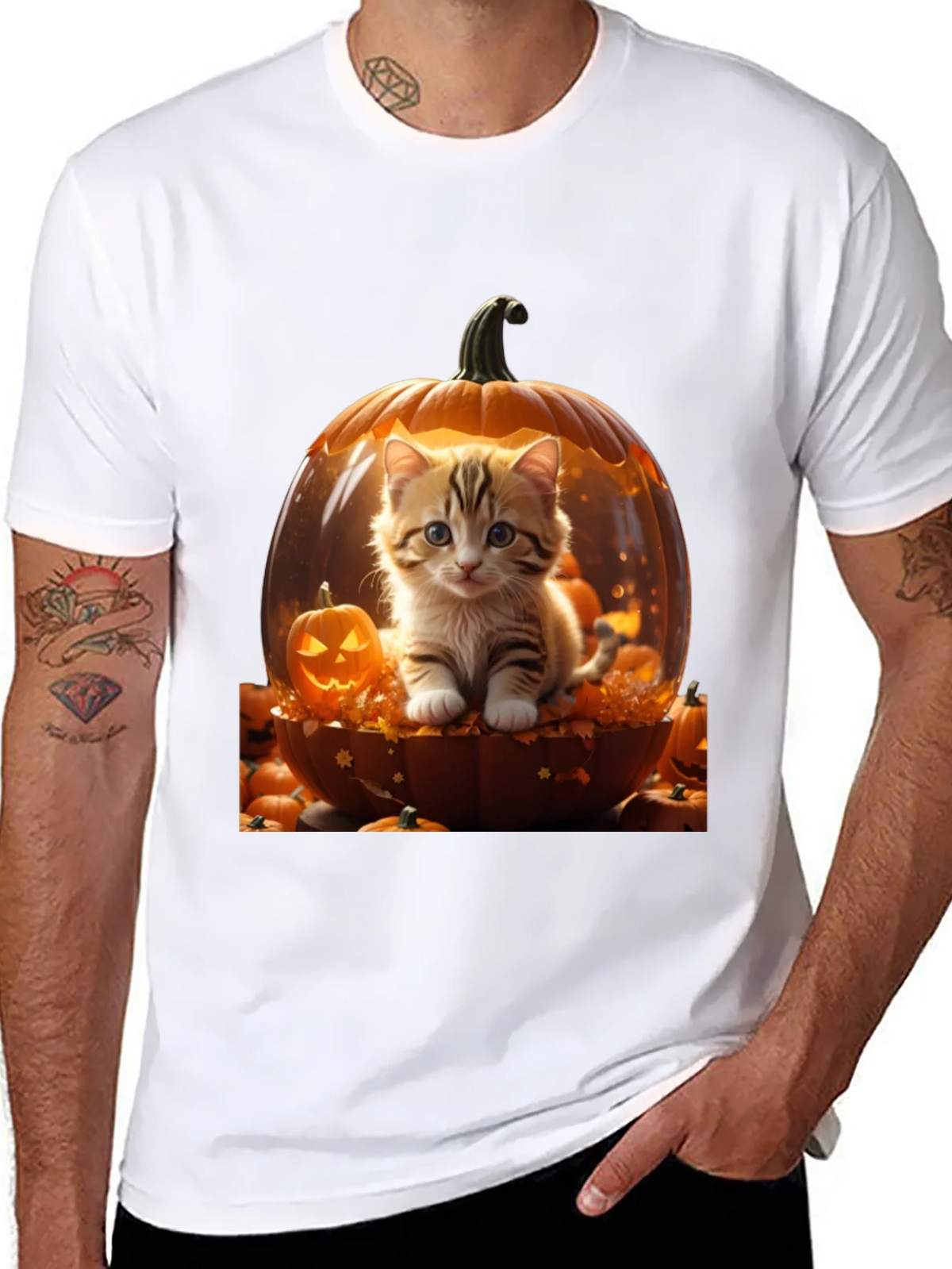 Halloween Kitten Pumpkin T-Shirt product image 10