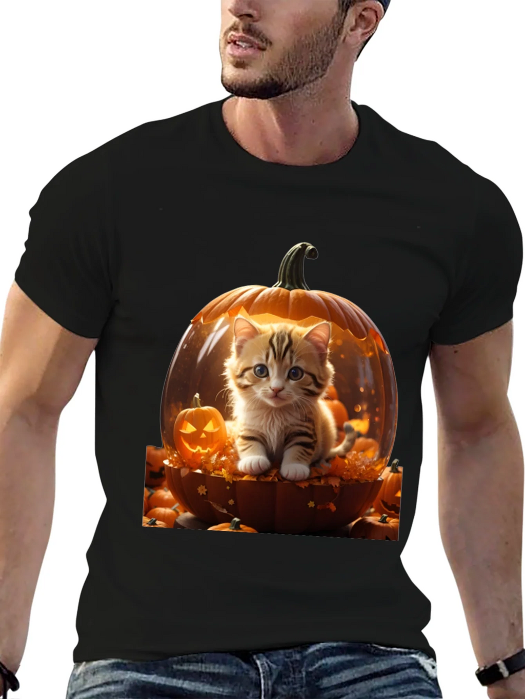 Halloween Kitten Pumpkin T-Shirt product image 9