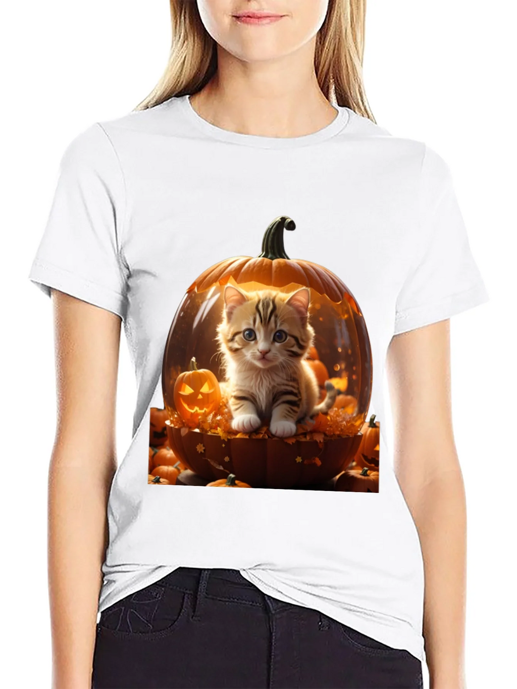 Halloween Kitten Pumpkin T-Shirt product image 11