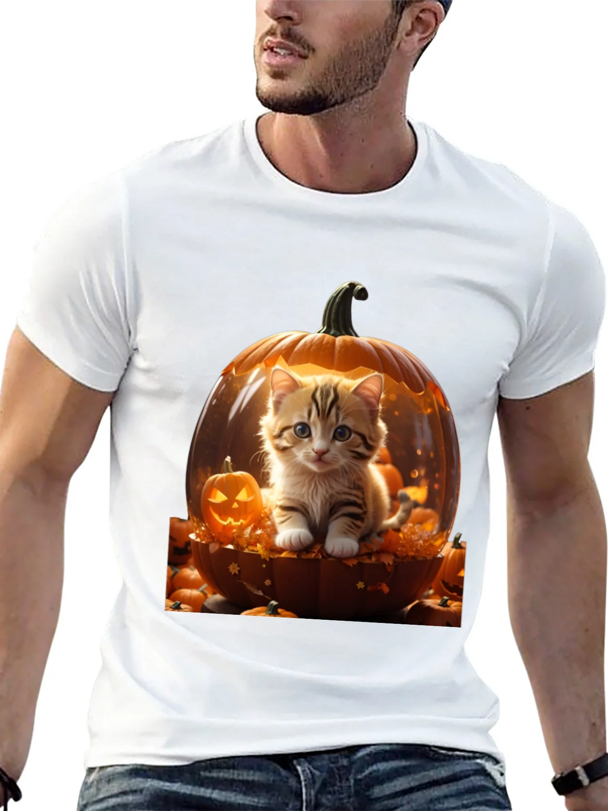 Halloween Kitten Pumpkin T-Shirt product image 4
