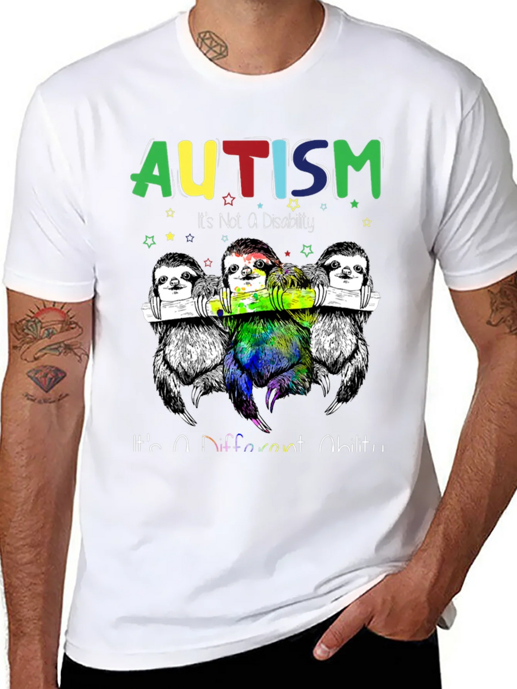 Autism Awareness Sloth Graphic Tee - Its a Different Ability product image 10