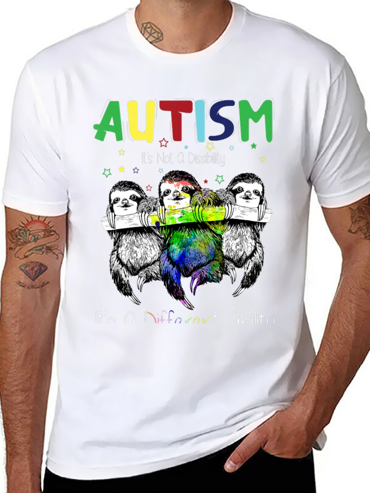 Autism Awareness Sloth Graphic Tee - Its a Different Ability product image 10
