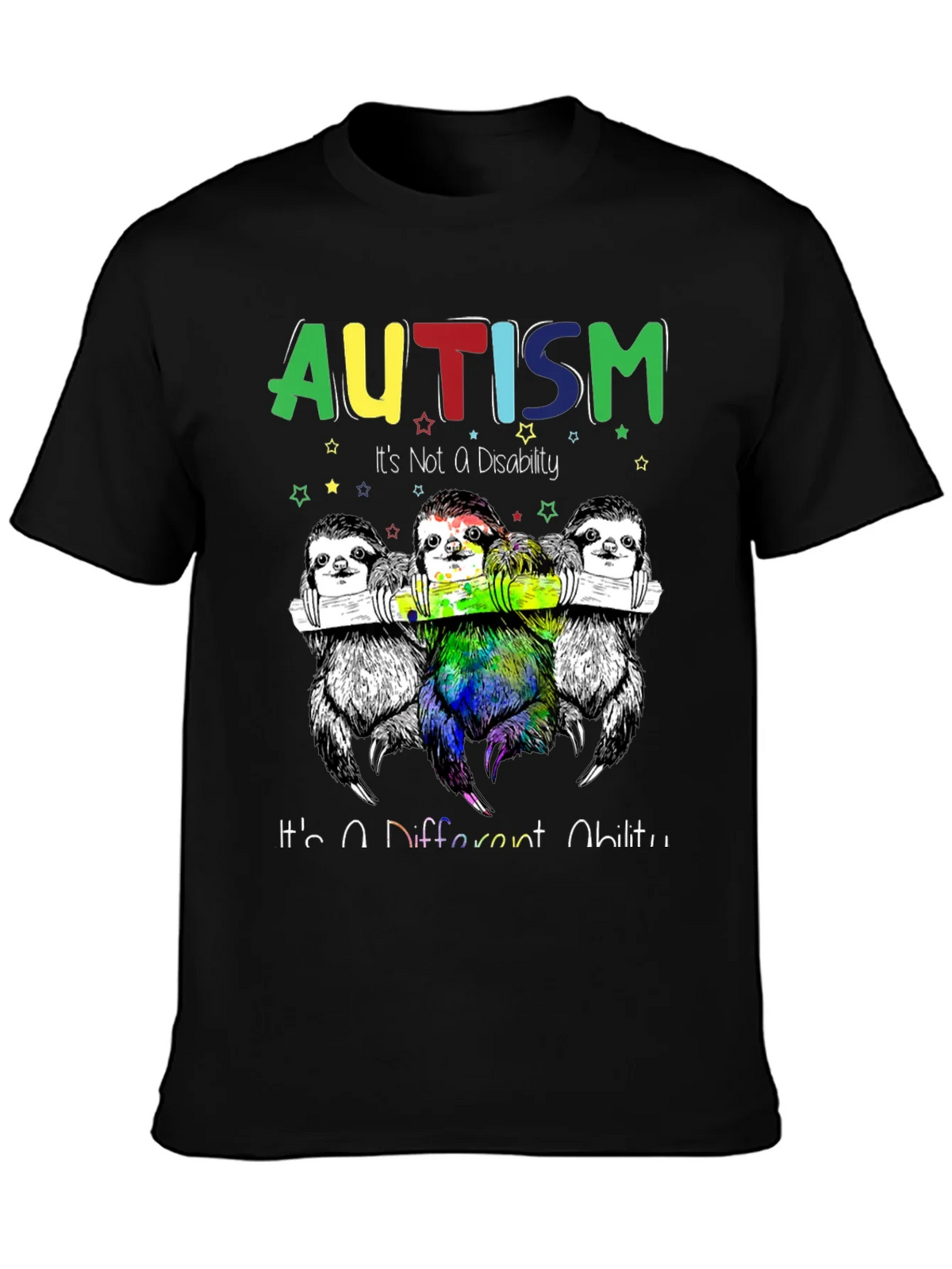 Autism Awareness Sloth Graphic Tee - Its a Different Ability product image 6