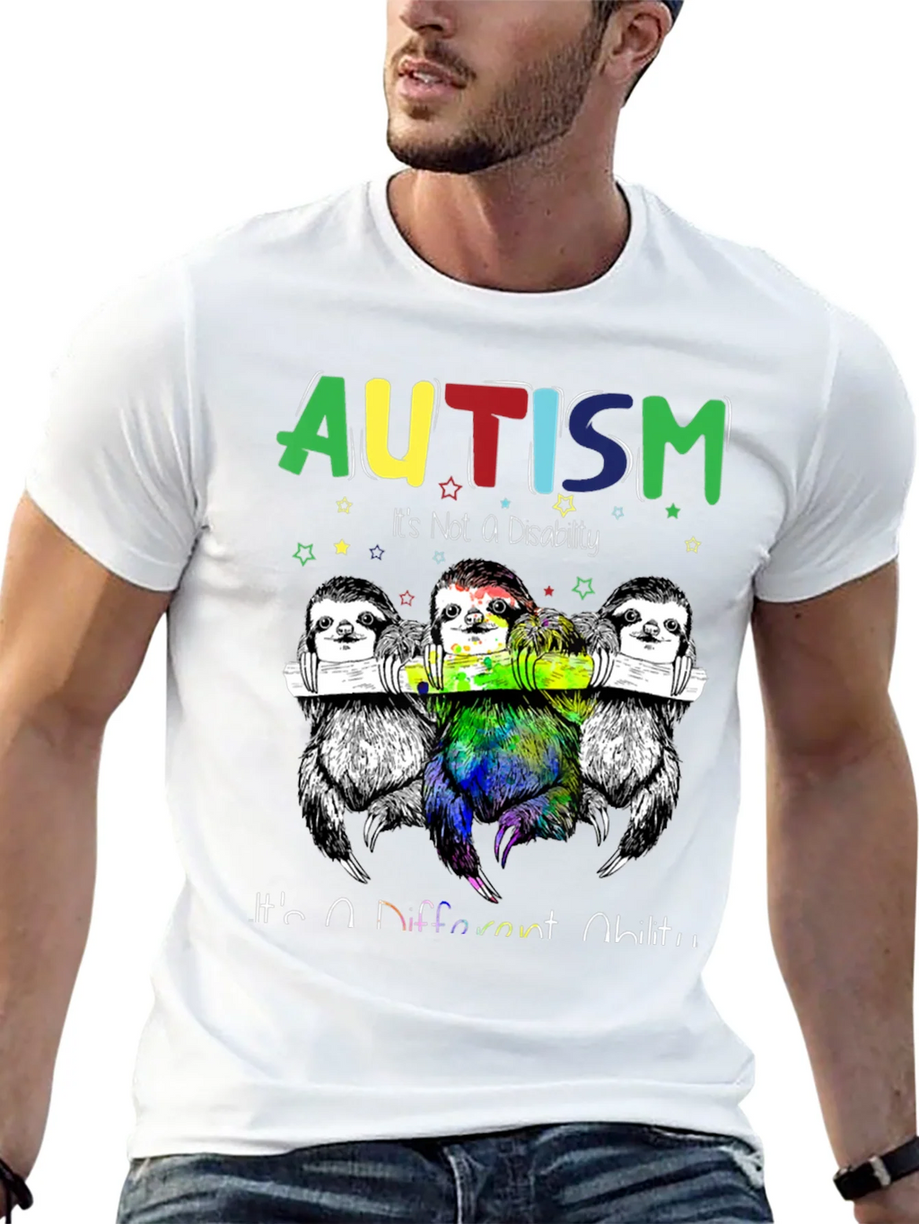 Autism Awareness Sloth Graphic Tee - Its a Different Ability product image 4