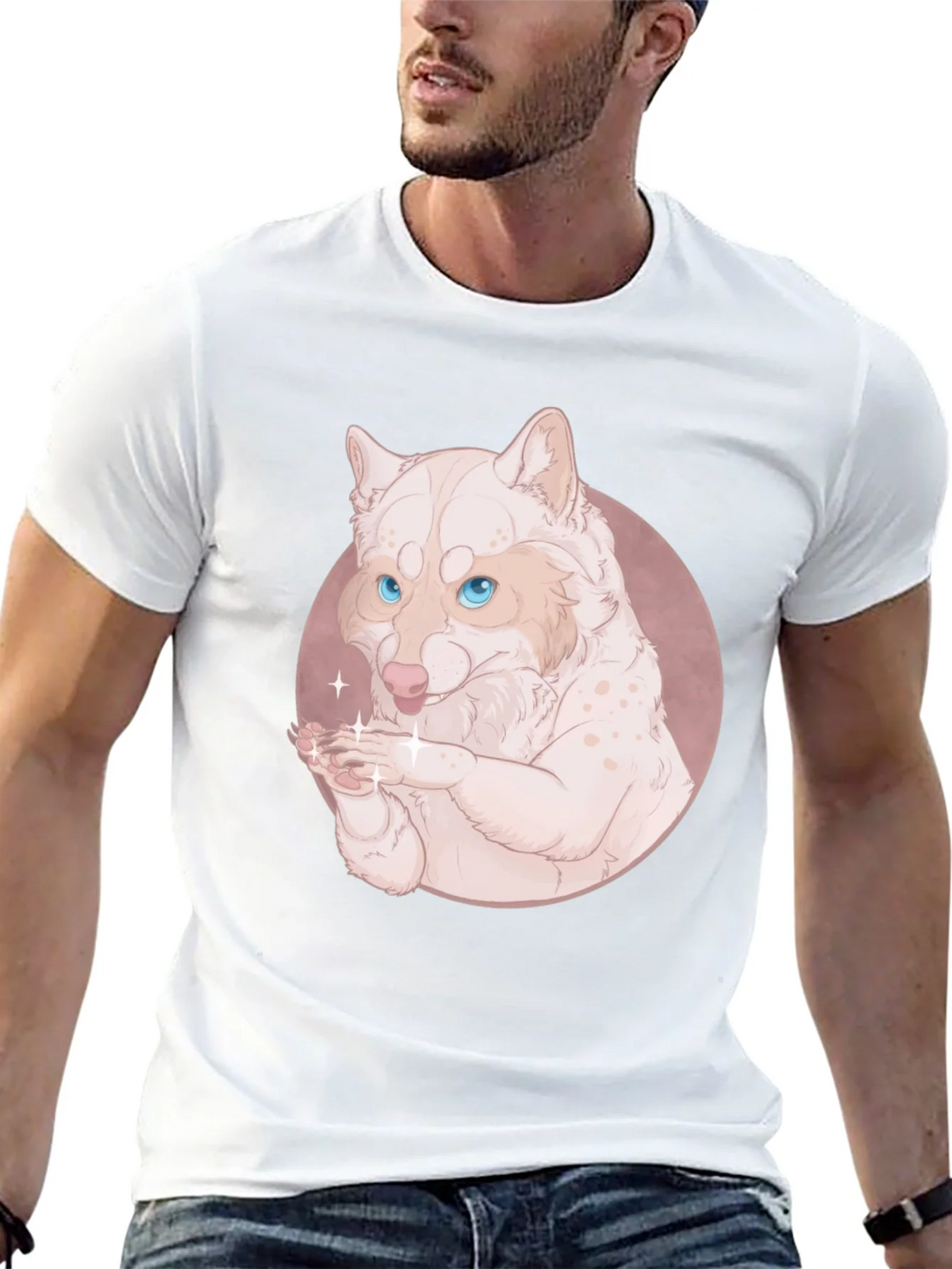 Cute Wolf Design Black T-Shirt product image 4