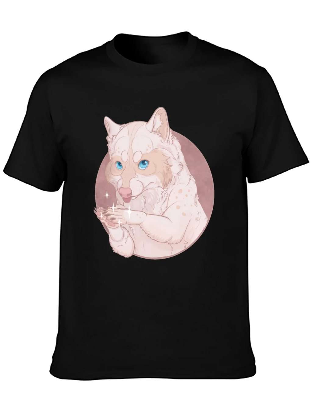Cute Wolf Design Black T-Shirt product image 6
