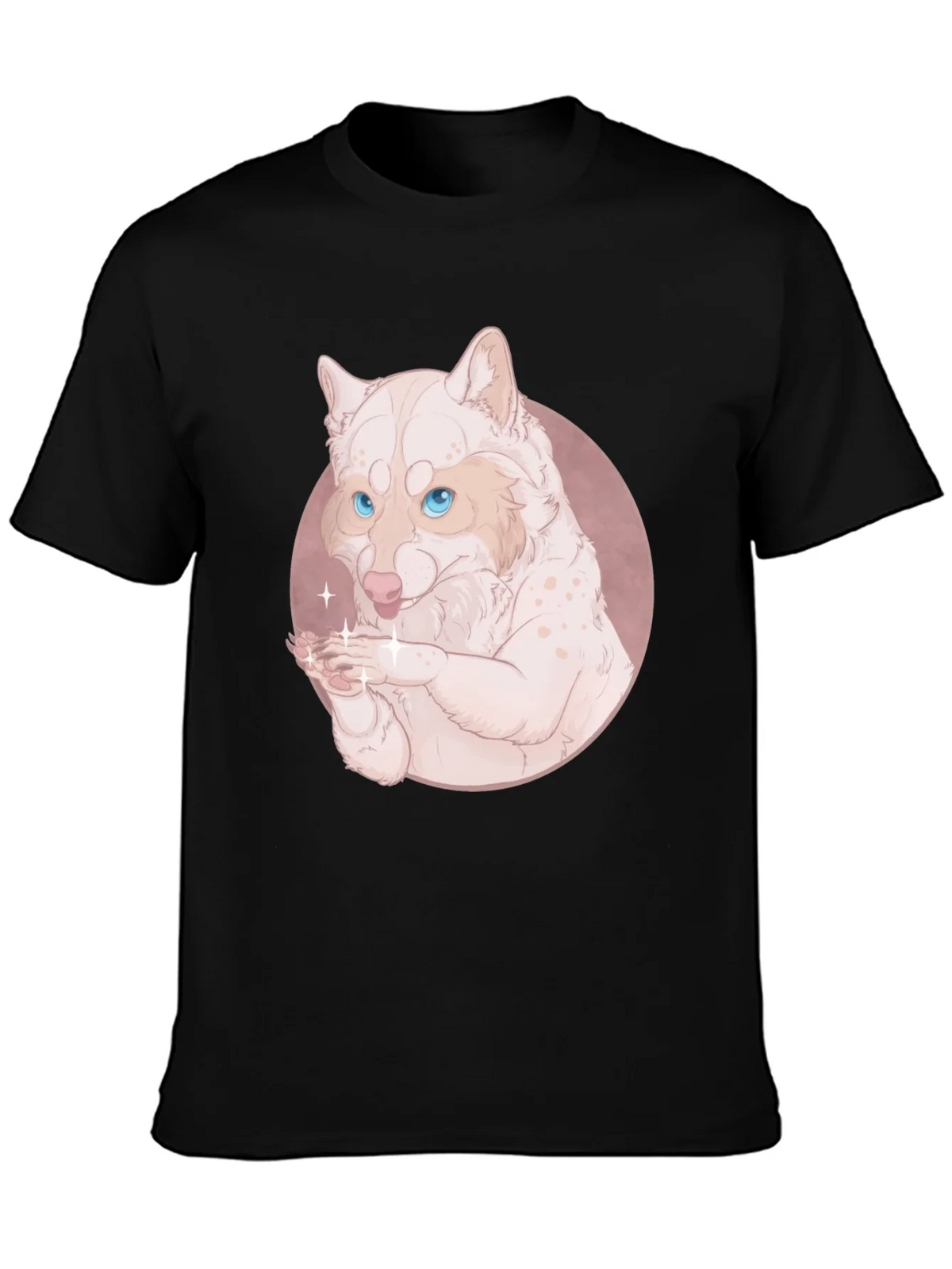 Cute Wolf Design Black T-Shirt product image 6