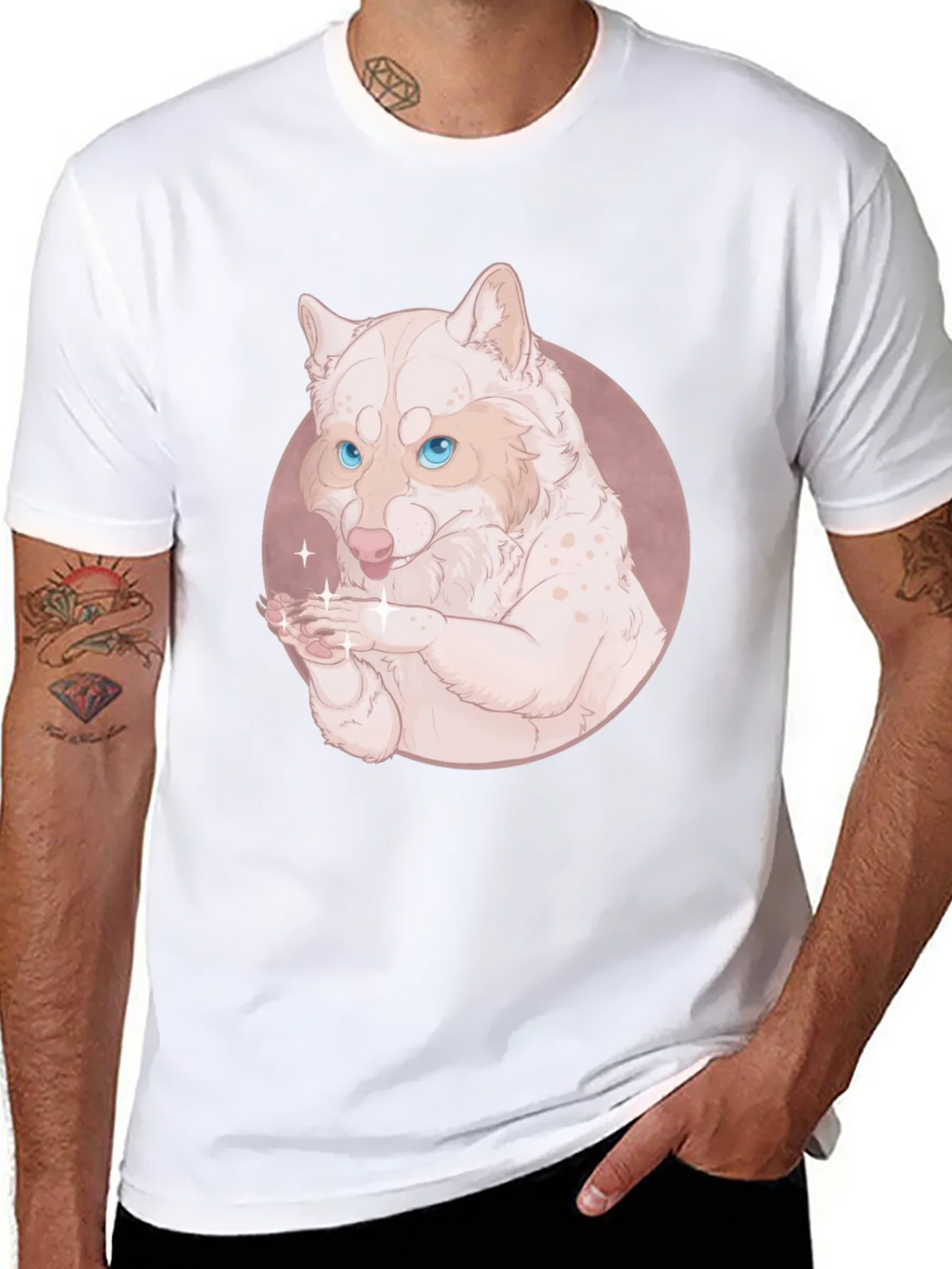 Cute Wolf Design Black T-Shirt product image 10