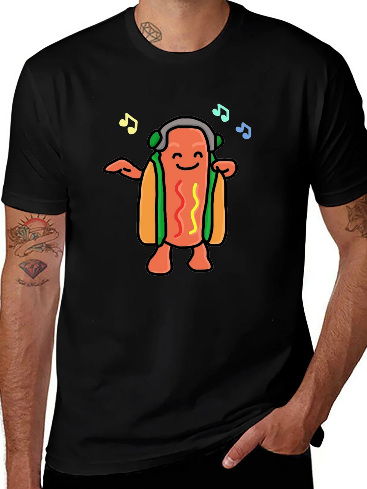 Dancing Hotdog Graphic T-Shirt - Music Lover Tee product image 1