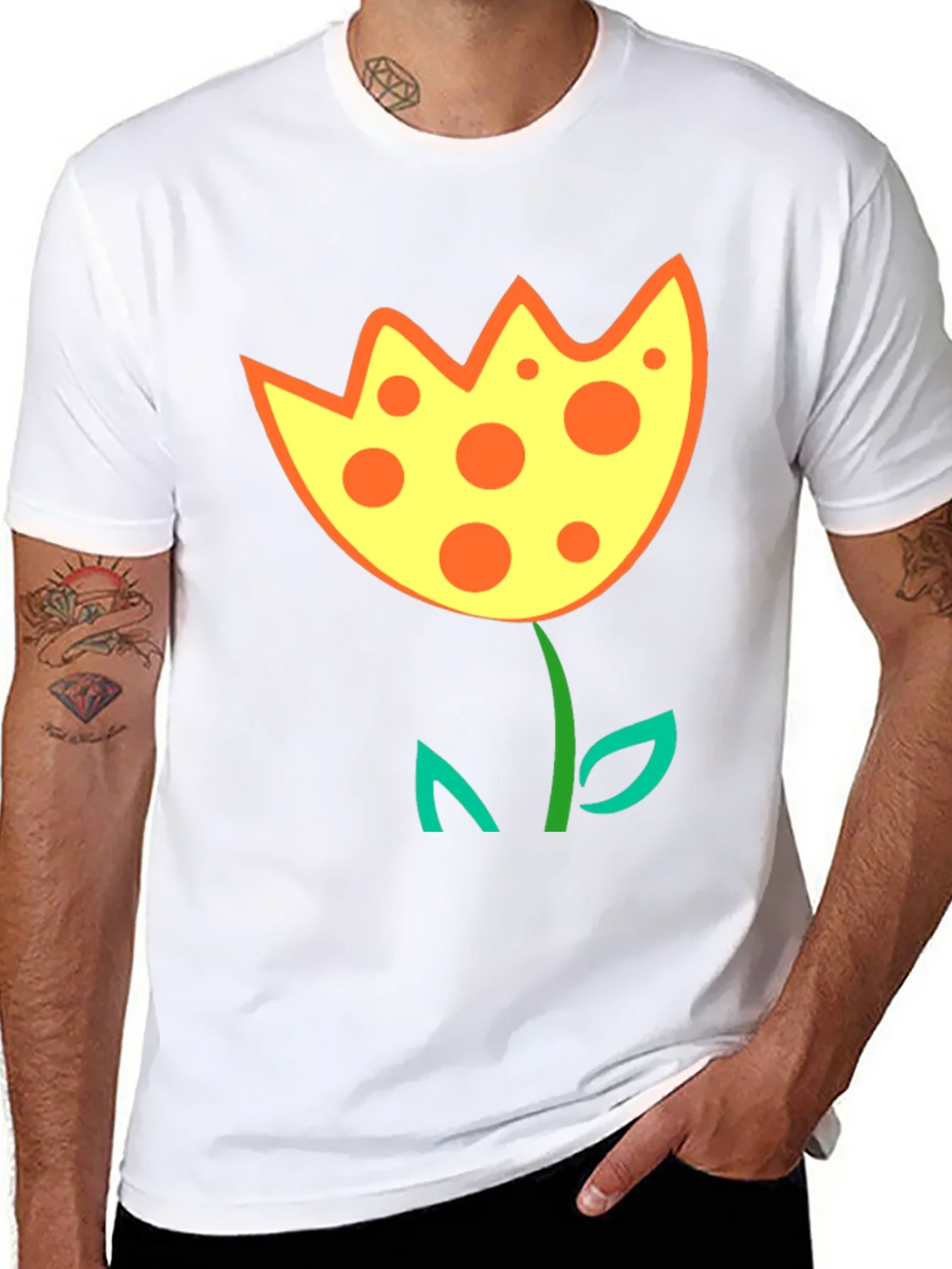 Funky Flower Graphic T-Shirt - Black Cotton Tee product image 10