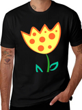 Funky Flower Graphic T-Shirt - Black Cotton Tee product image 1