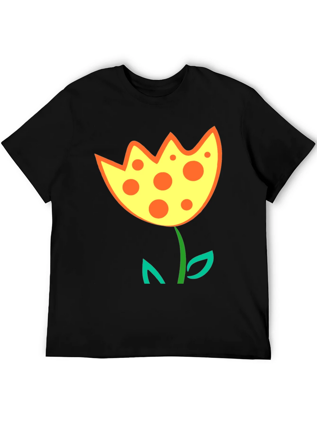 Funky Flower Graphic T-Shirt - Black Cotton Tee product image 8