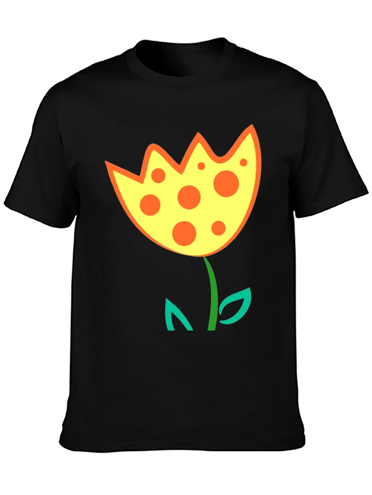 Funky Flower Graphic T-Shirt - Black Cotton Tee product image 6