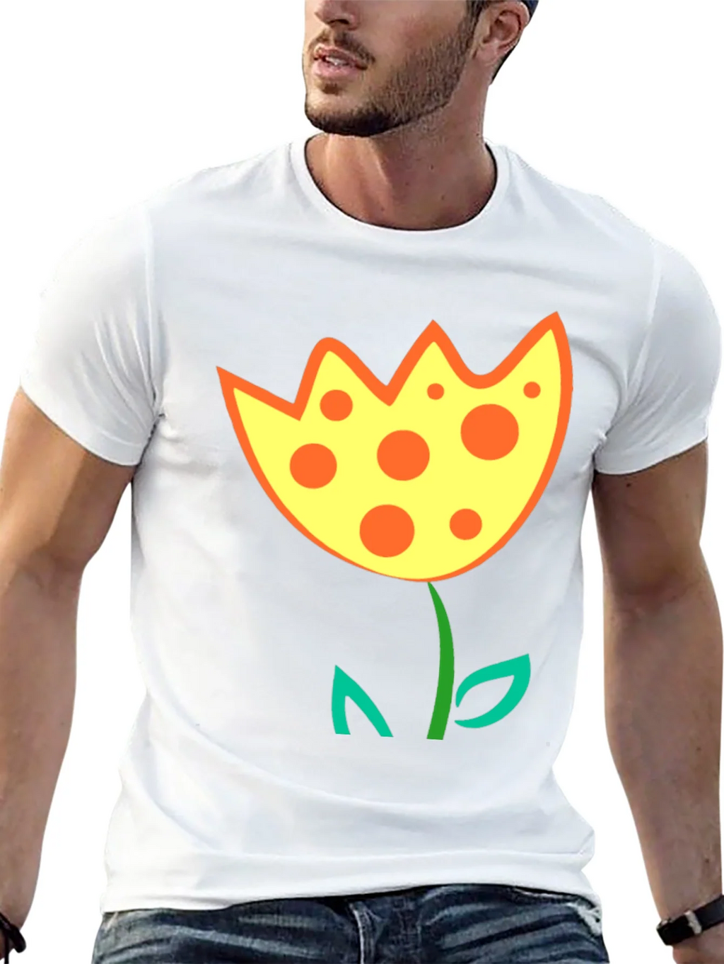 Funky Flower Graphic T-Shirt - Black Cotton Tee product image 4