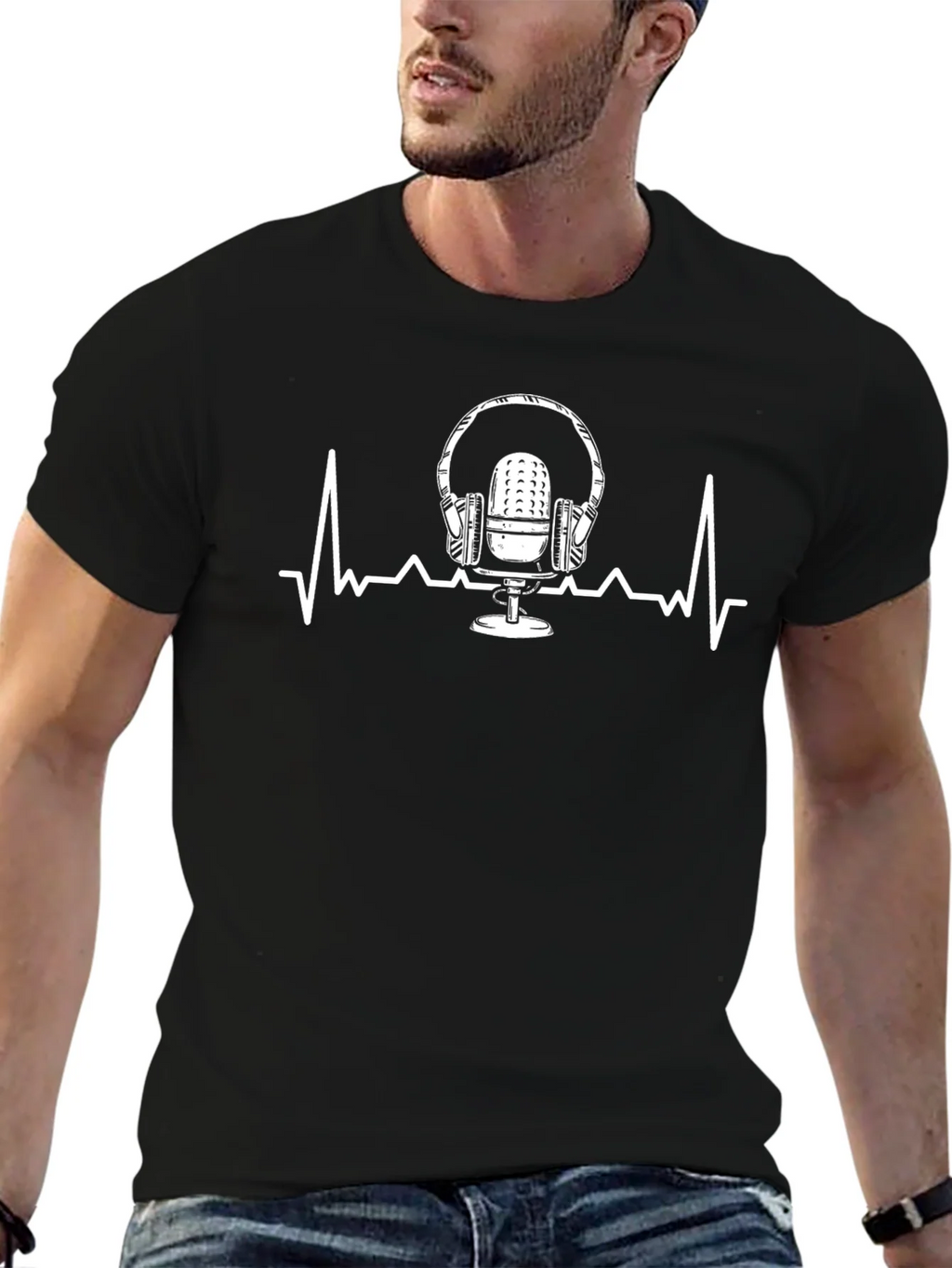 Podcast Life T-Shirt - Microphone & Heartbeat Graphic Tee product image 9