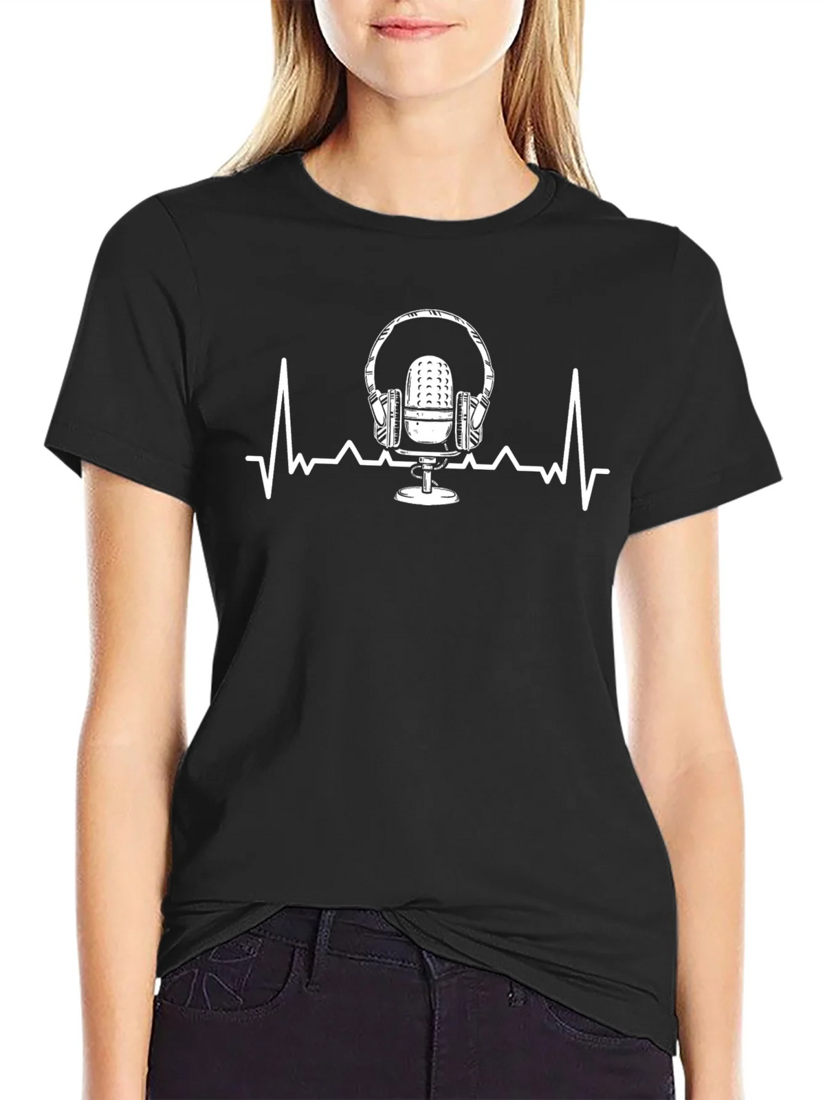 Podcast Life T-Shirt - Microphone & Heartbeat Graphic Tee product image 5