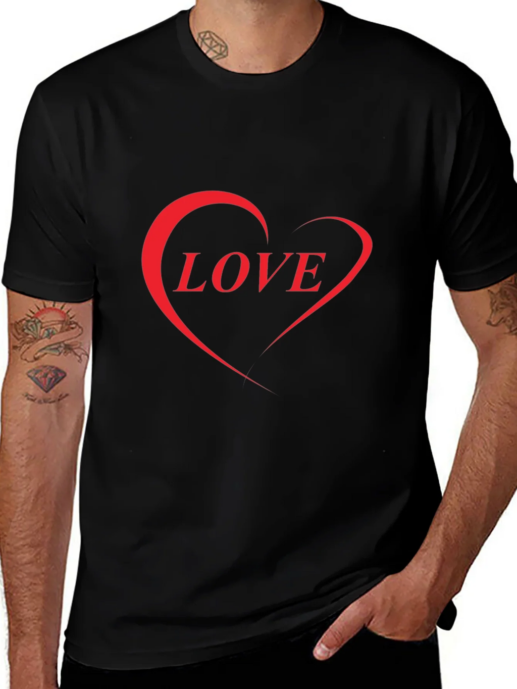 Love Heart Graphic Black T-Shirt - Stylish Casual Wear product image 1