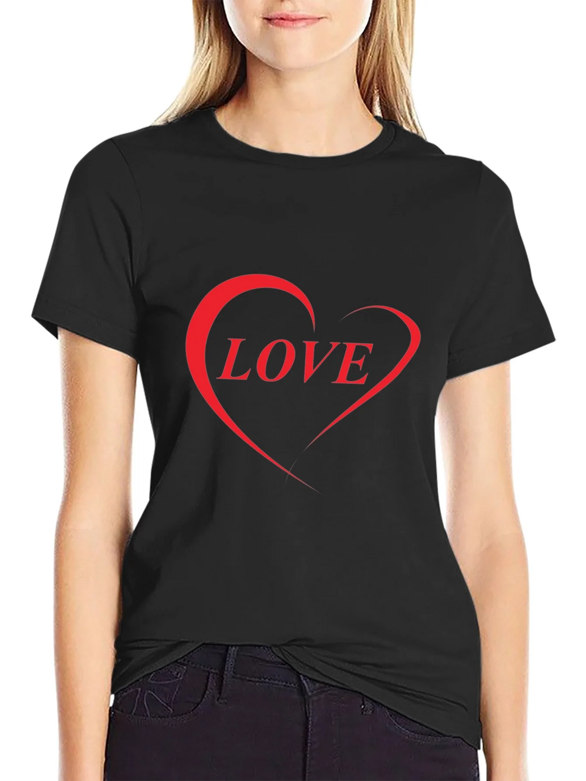Love Heart Graphic Black T-Shirt - Stylish Casual Wear product image 5