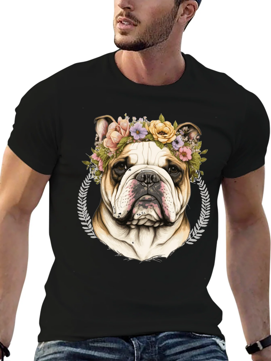 Bulldog Floral Crown Graphic Tee product image 9