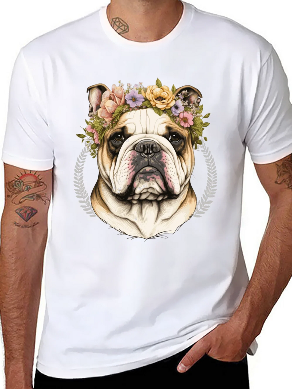Bulldog Floral Crown Graphic Tee product image 10