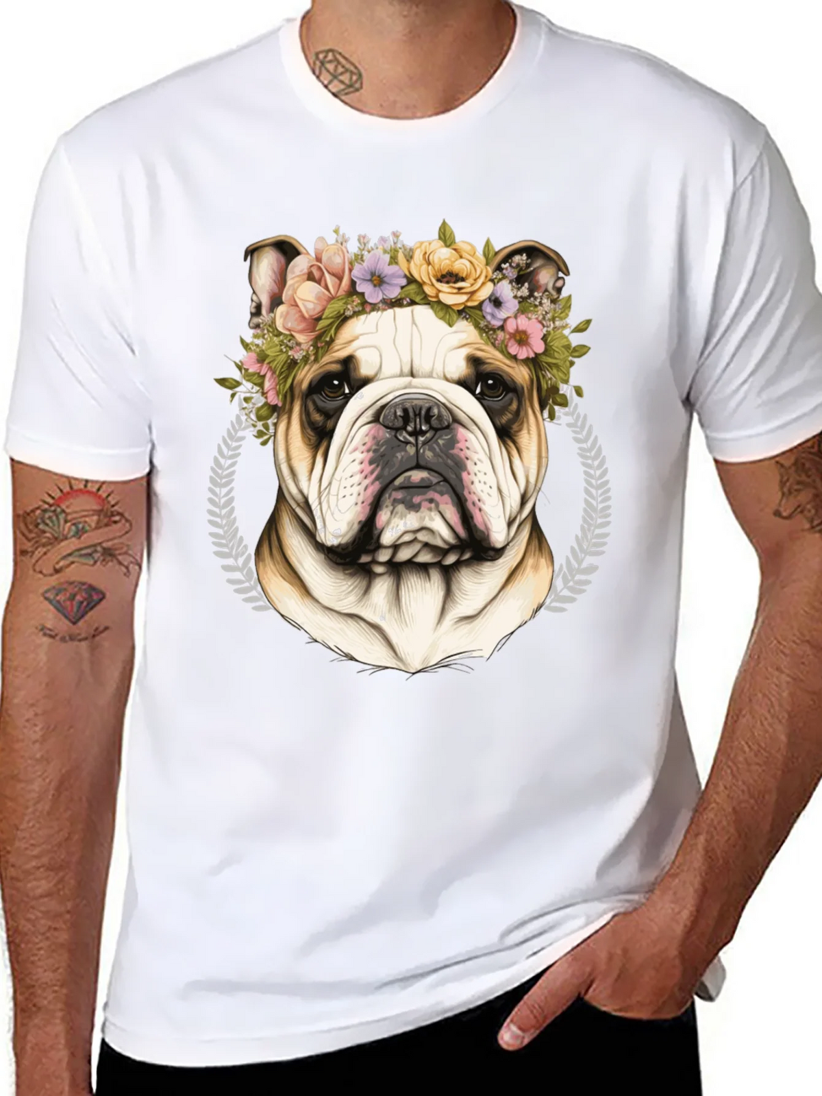 Bulldog Floral Crown Graphic Tee product image 10