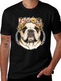 Bulldog Floral Crown Graphic Tee product image 1