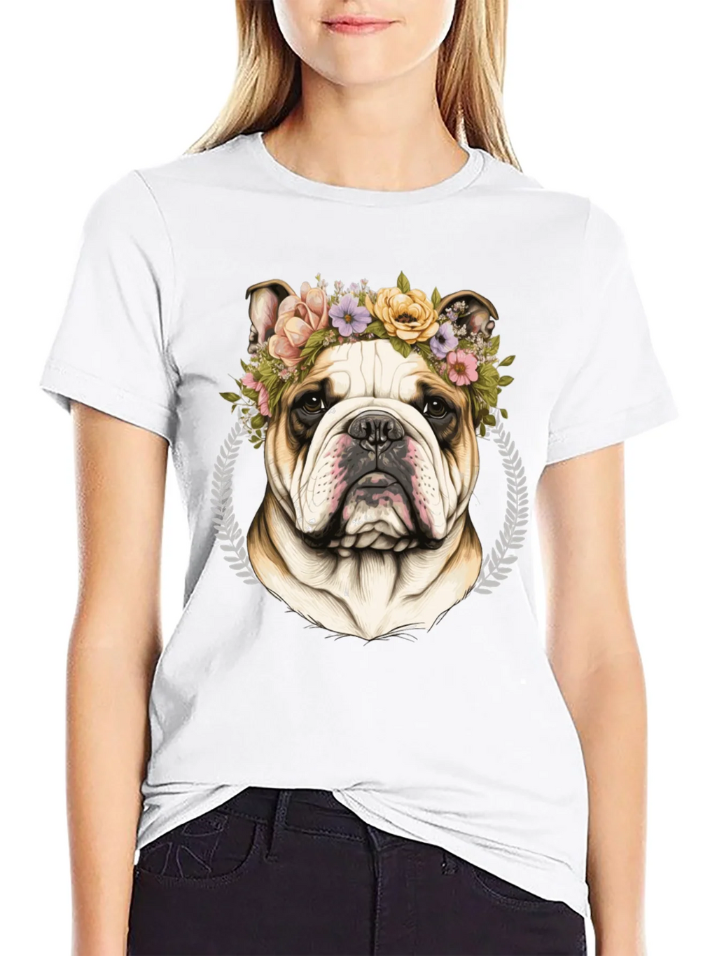 Bulldog Floral Crown Graphic Tee product image 11