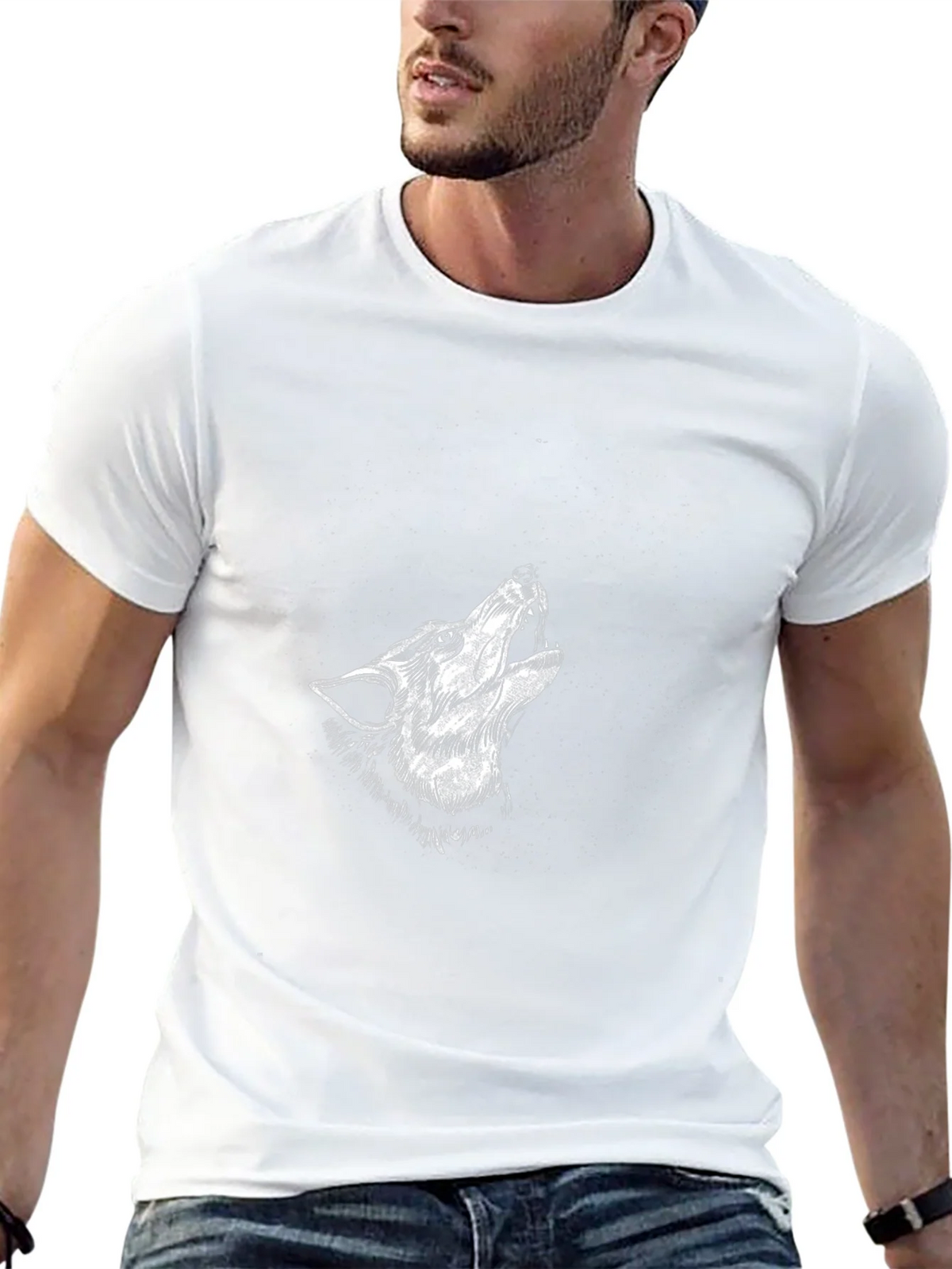 Black Wolf Howl Graphic Tee - Stylish Mens T-Shirt product image 4