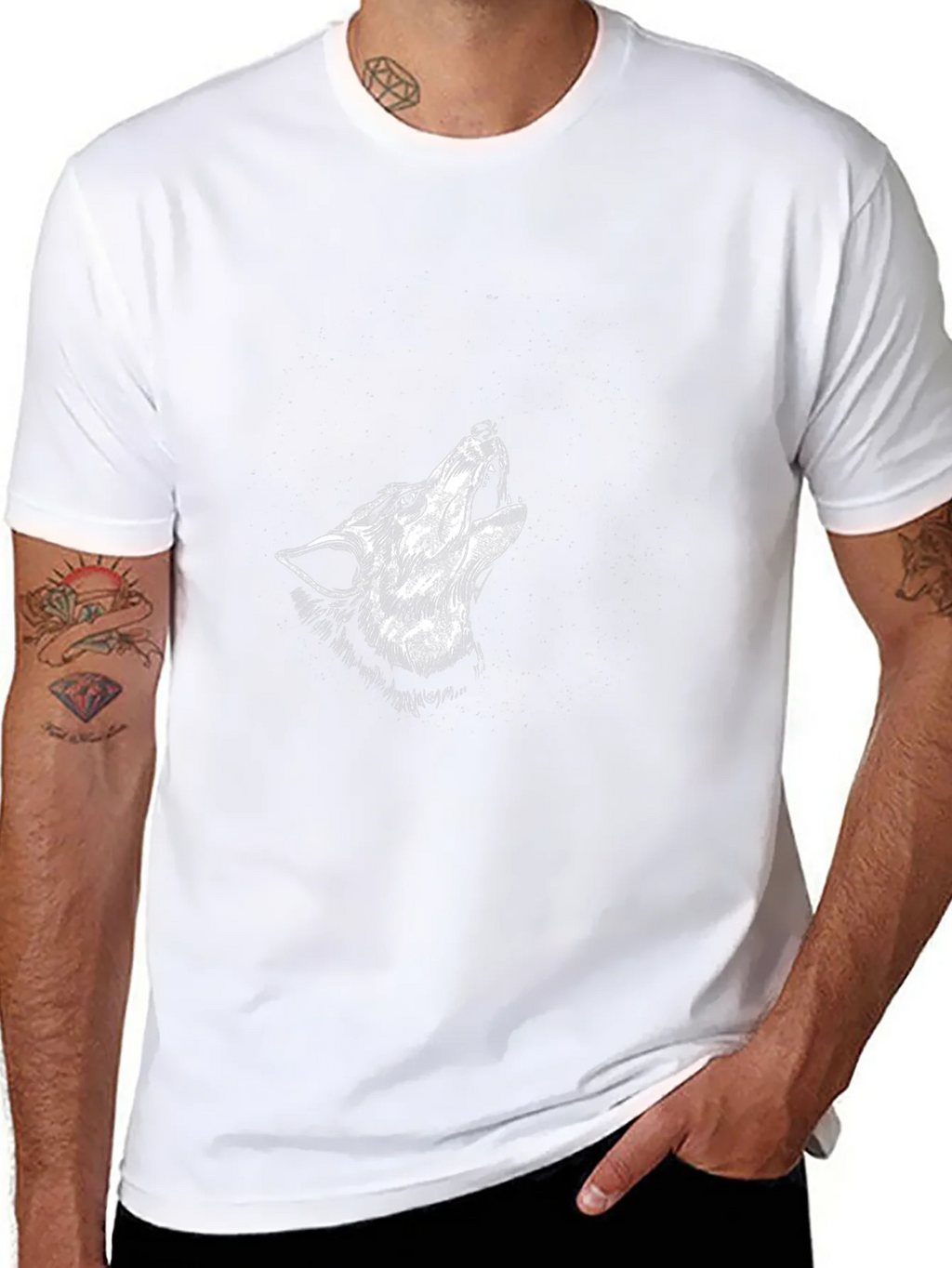 Black Wolf Howl Graphic Tee - Stylish Mens T-Shirt product image 10
