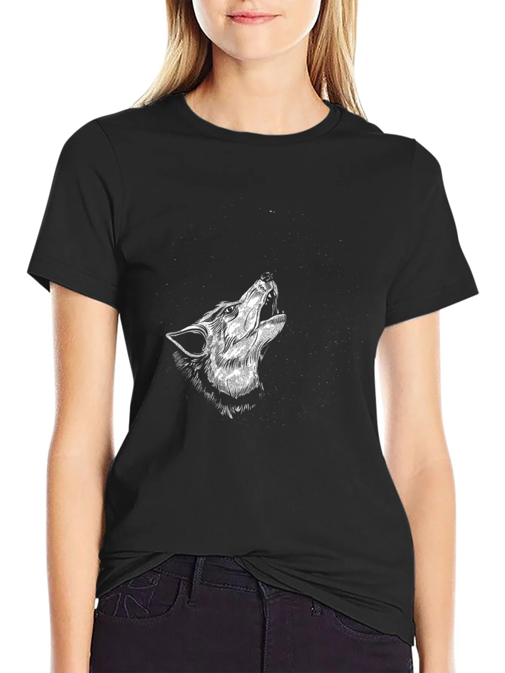Black Wolf Howl Graphic Tee - Stylish Mens T-Shirt product image 5
