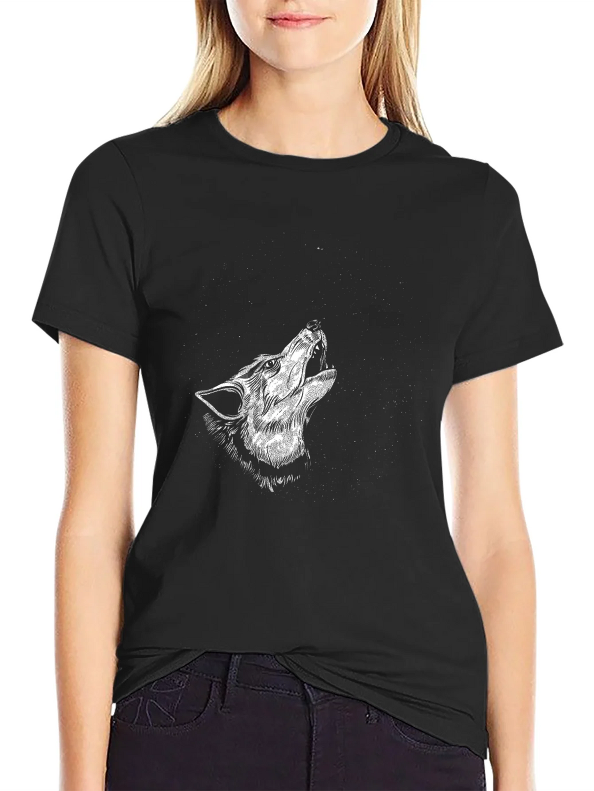 Black Wolf Howl Graphic Tee - Stylish Mens T-Shirt product image 5