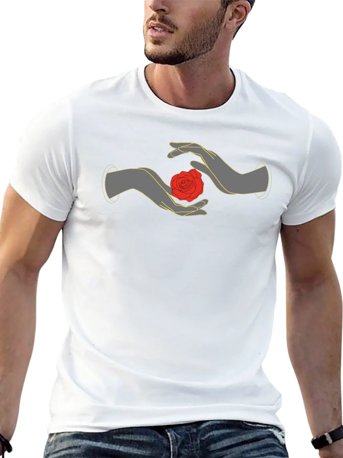 Mystic Rose Hands Graphic Tee - Black product image 4