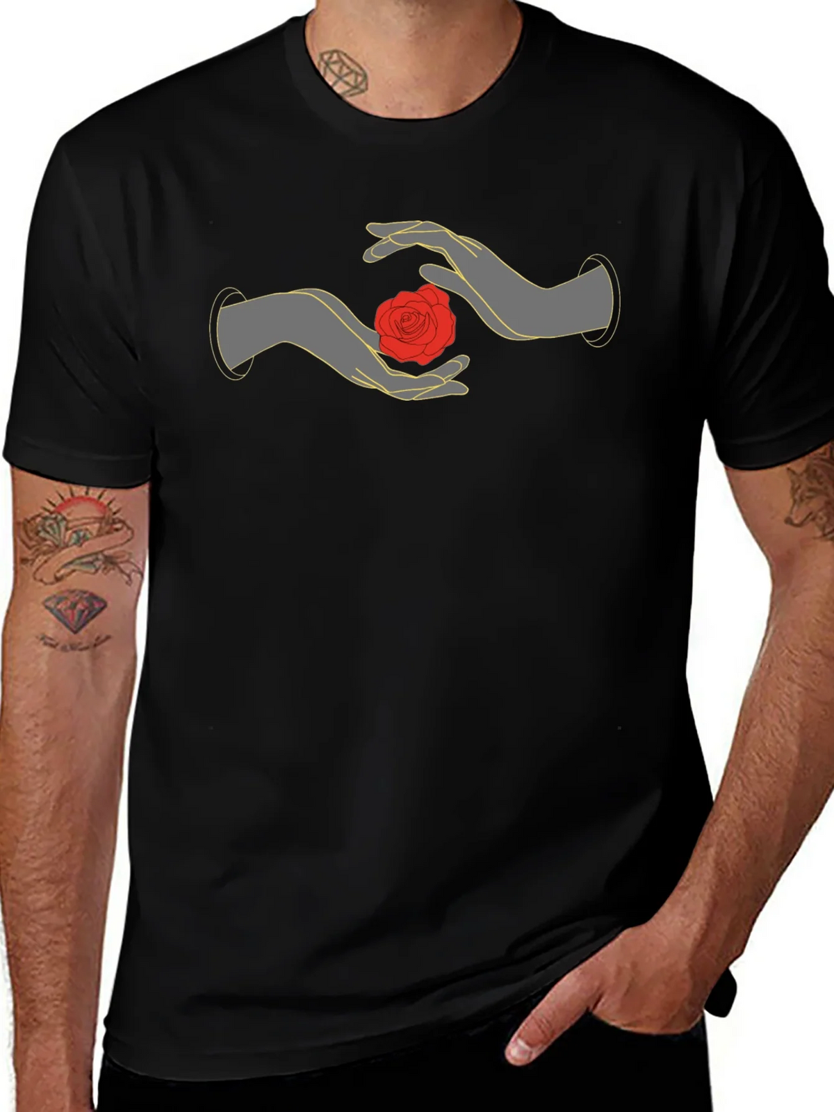 Mystic Rose Hands Graphic Tee - Black product image 1