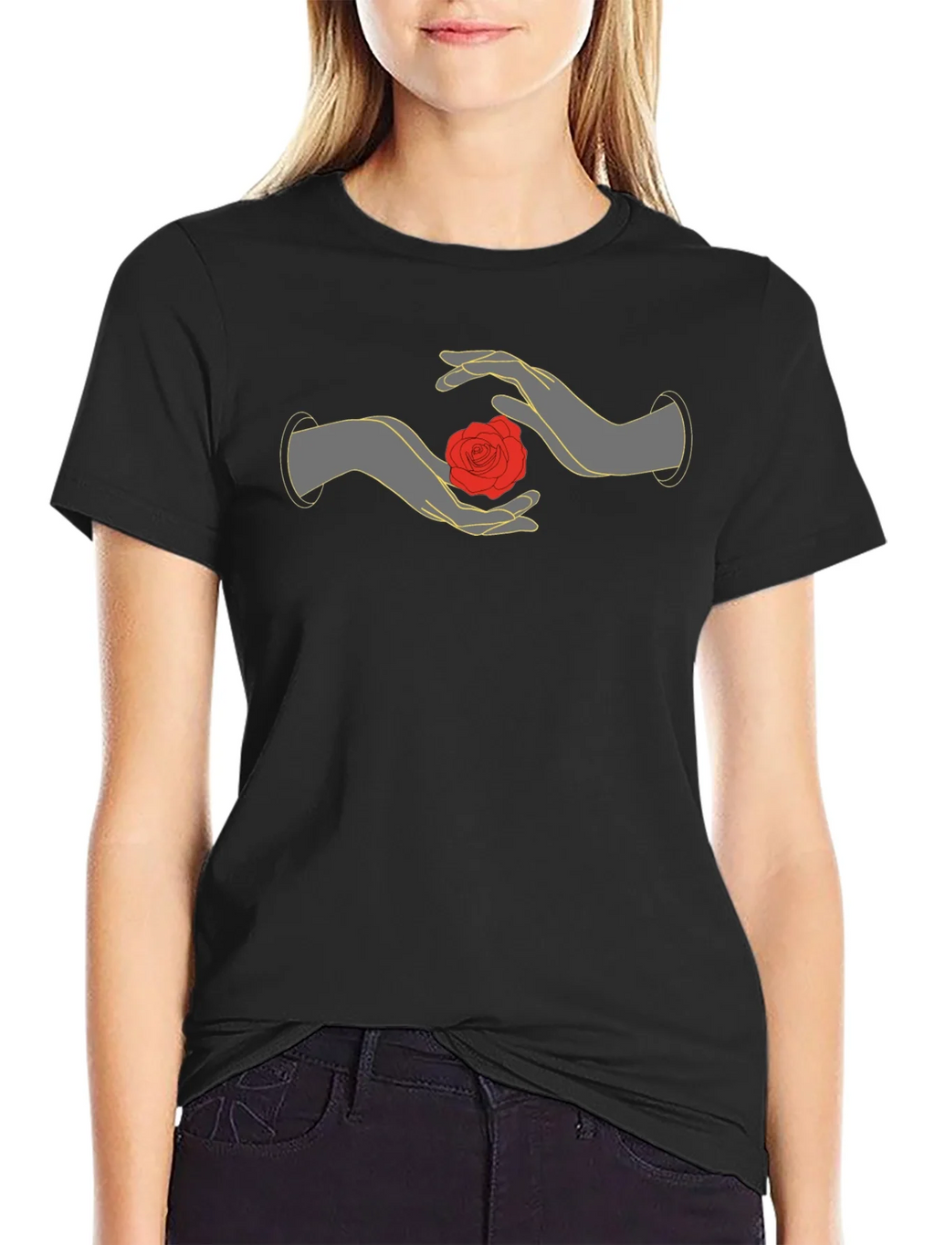 Mystic Rose Hands Graphic Tee - Black product image 5