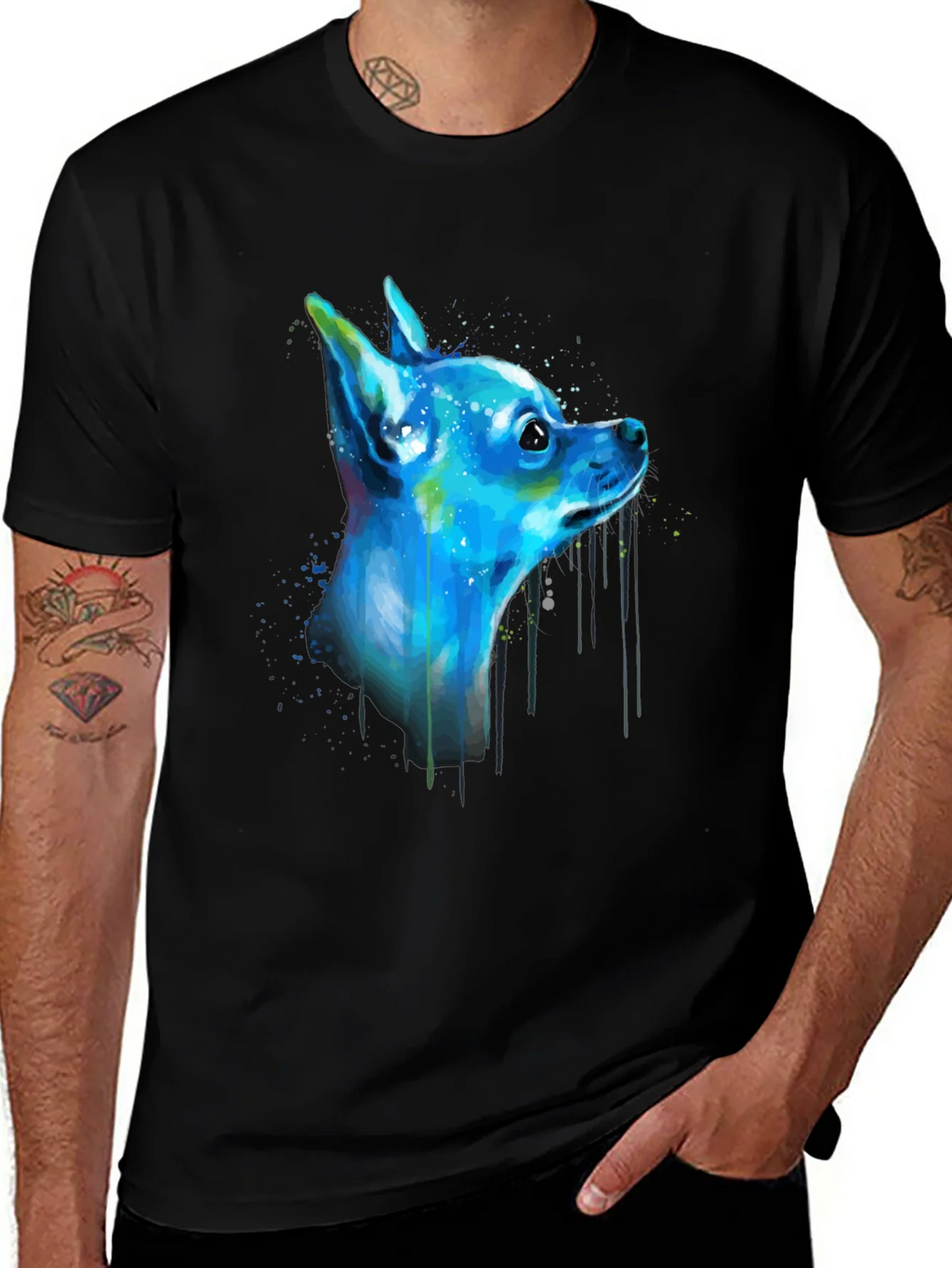 Colorful Chihuahua Graphic Tee - Black product image 1