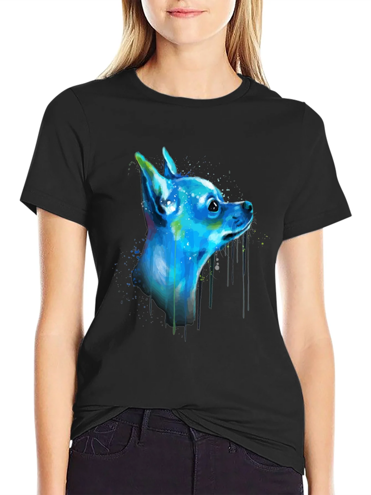 Colorful Chihuahua Graphic Tee - Black product image 5