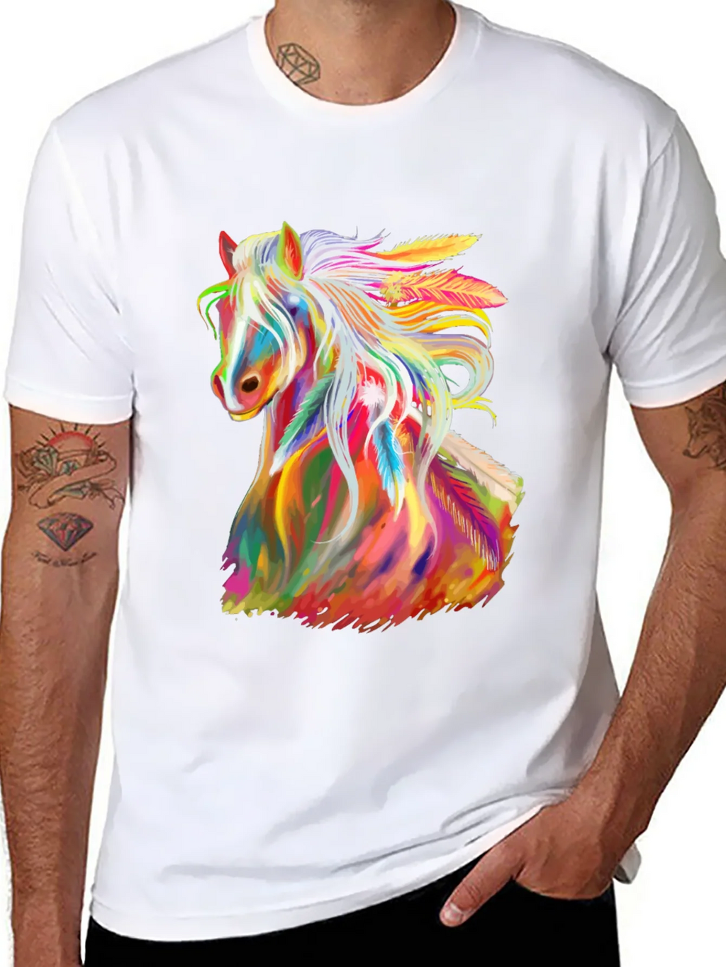 Rainbow Horse Graphic Tee - Mens Black T-Shirt product image 10