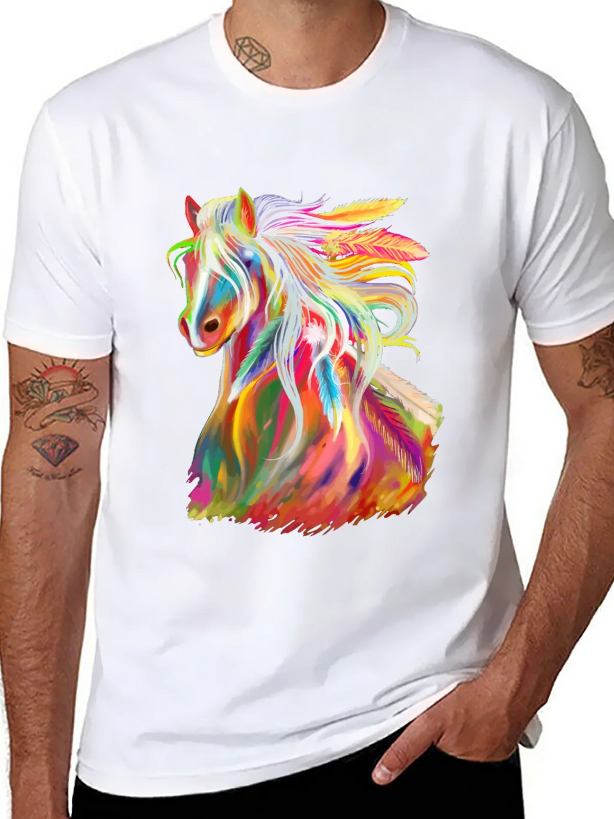 Rainbow Horse Graphic Tee - Mens Black T-Shirt product image 10