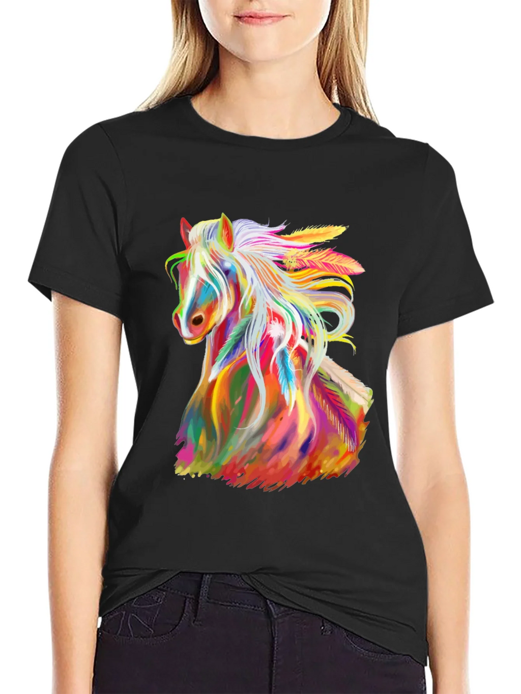 Rainbow Horse Graphic Tee - Mens Black T-Shirt product image 5