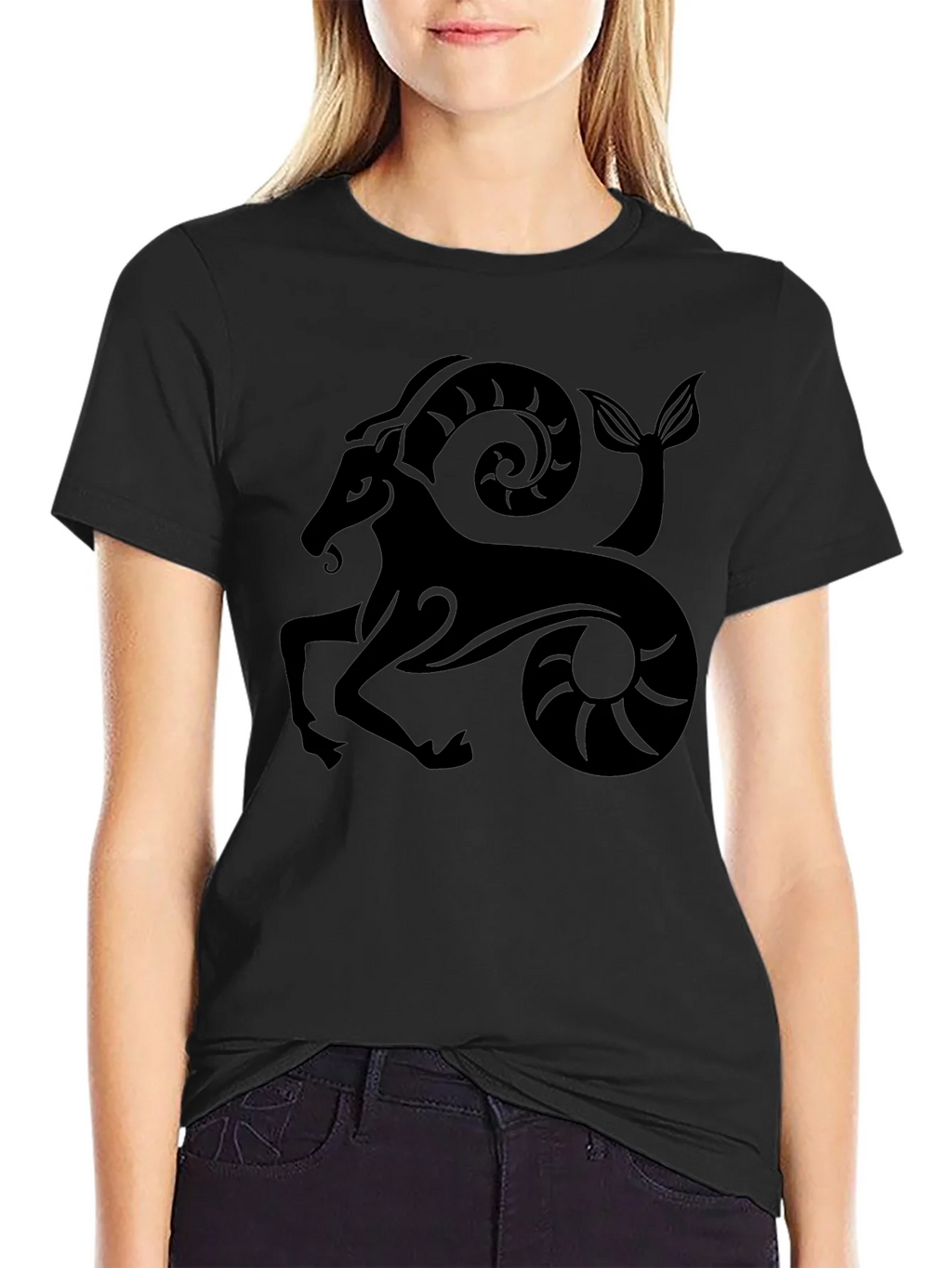 Capricorn Zodiac Graphic Black T-Shirt product image 5