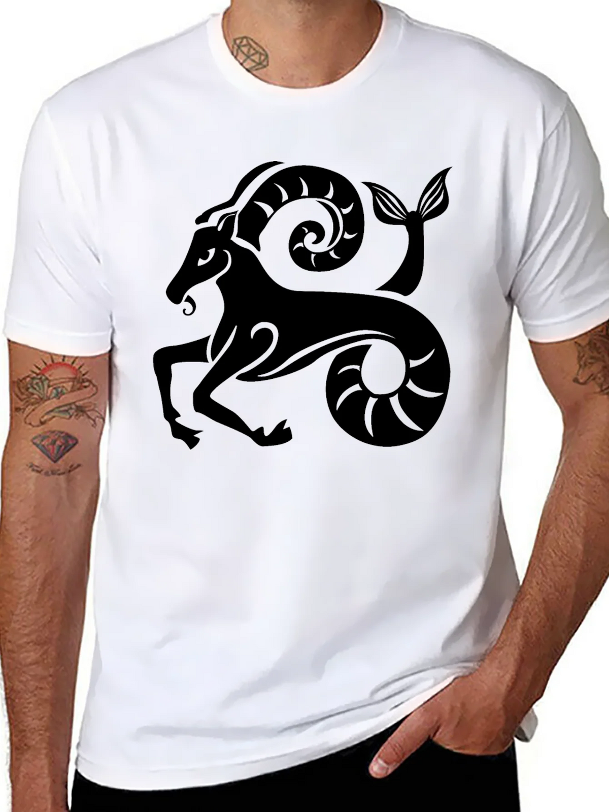 Capricorn Zodiac Graphic Black T-Shirt product image 10