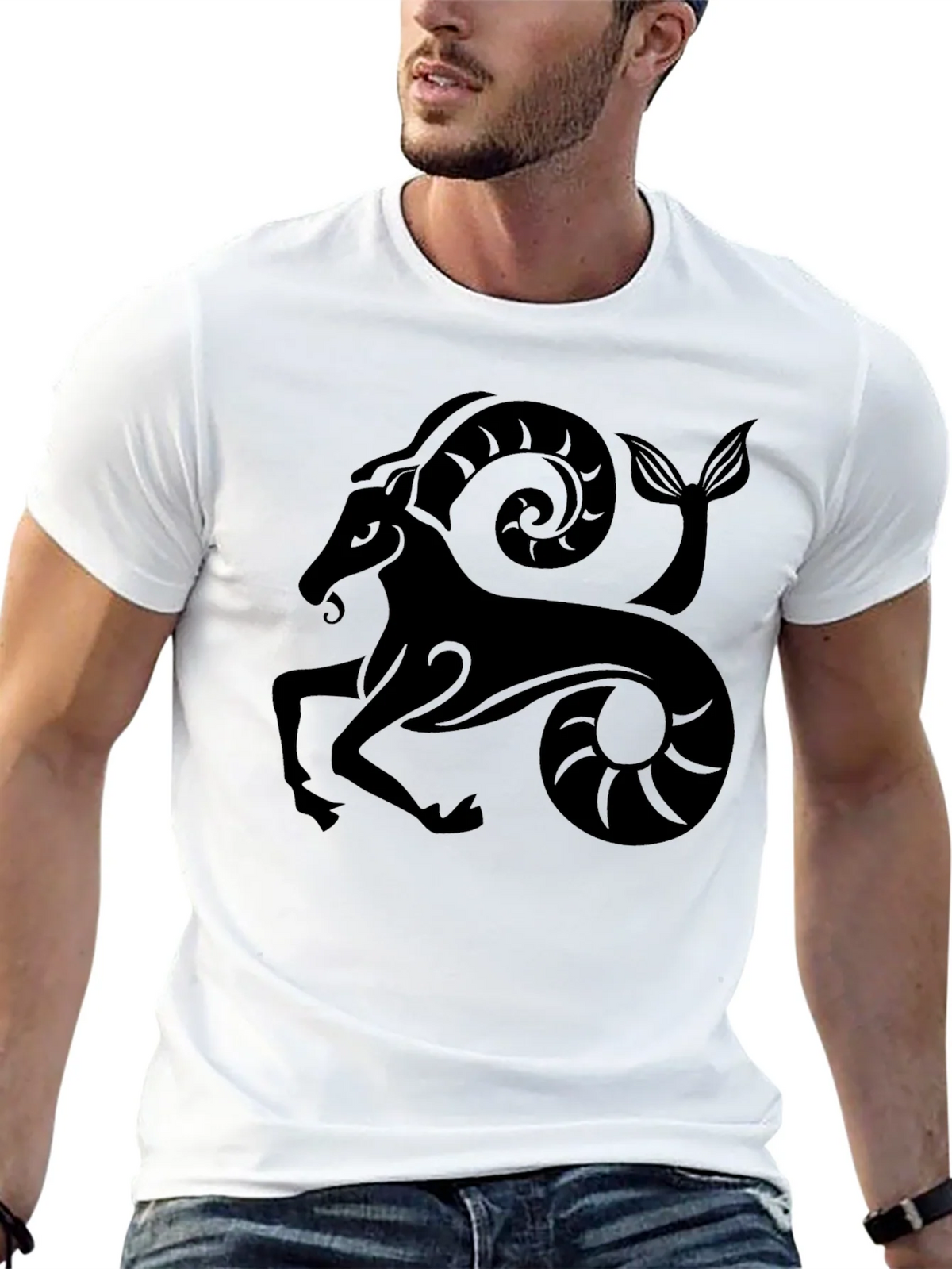 Capricorn Zodiac Graphic Black T-Shirt product image 4