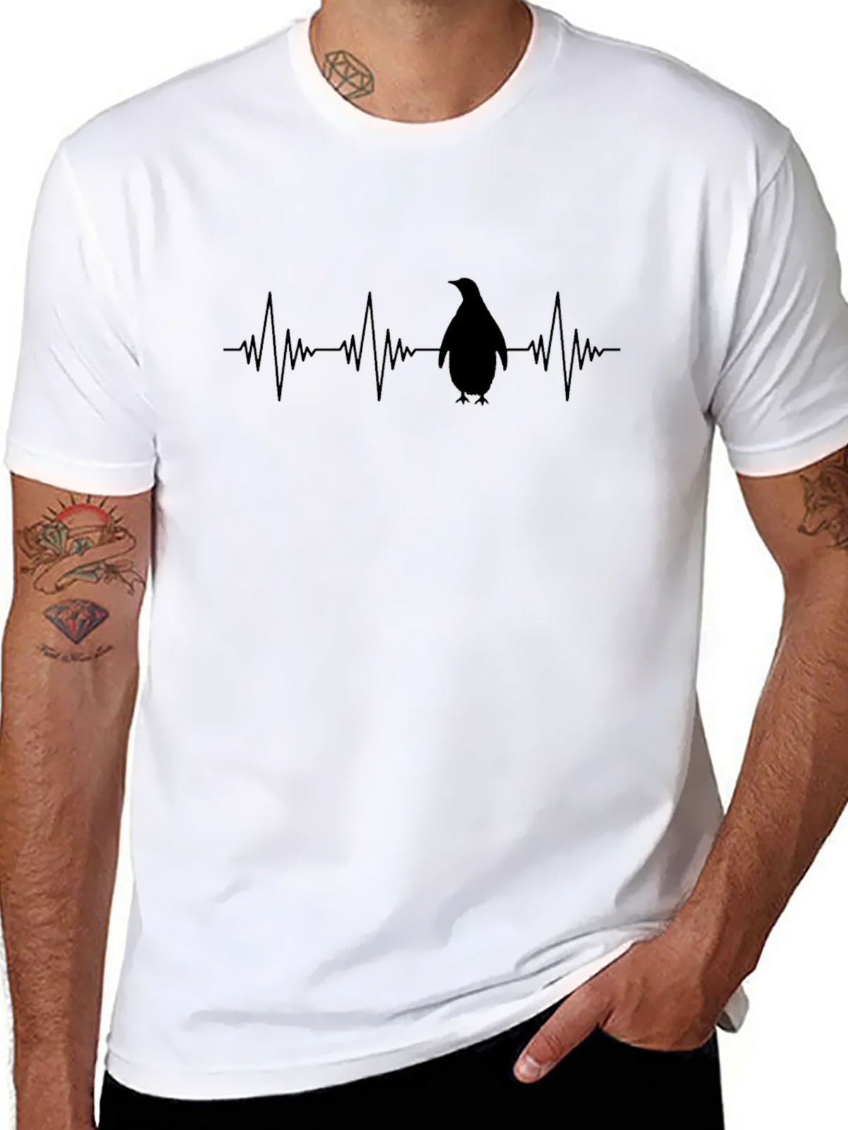 Penguin Heartbeat Graphic Tee - Black T-Shirt product image 10