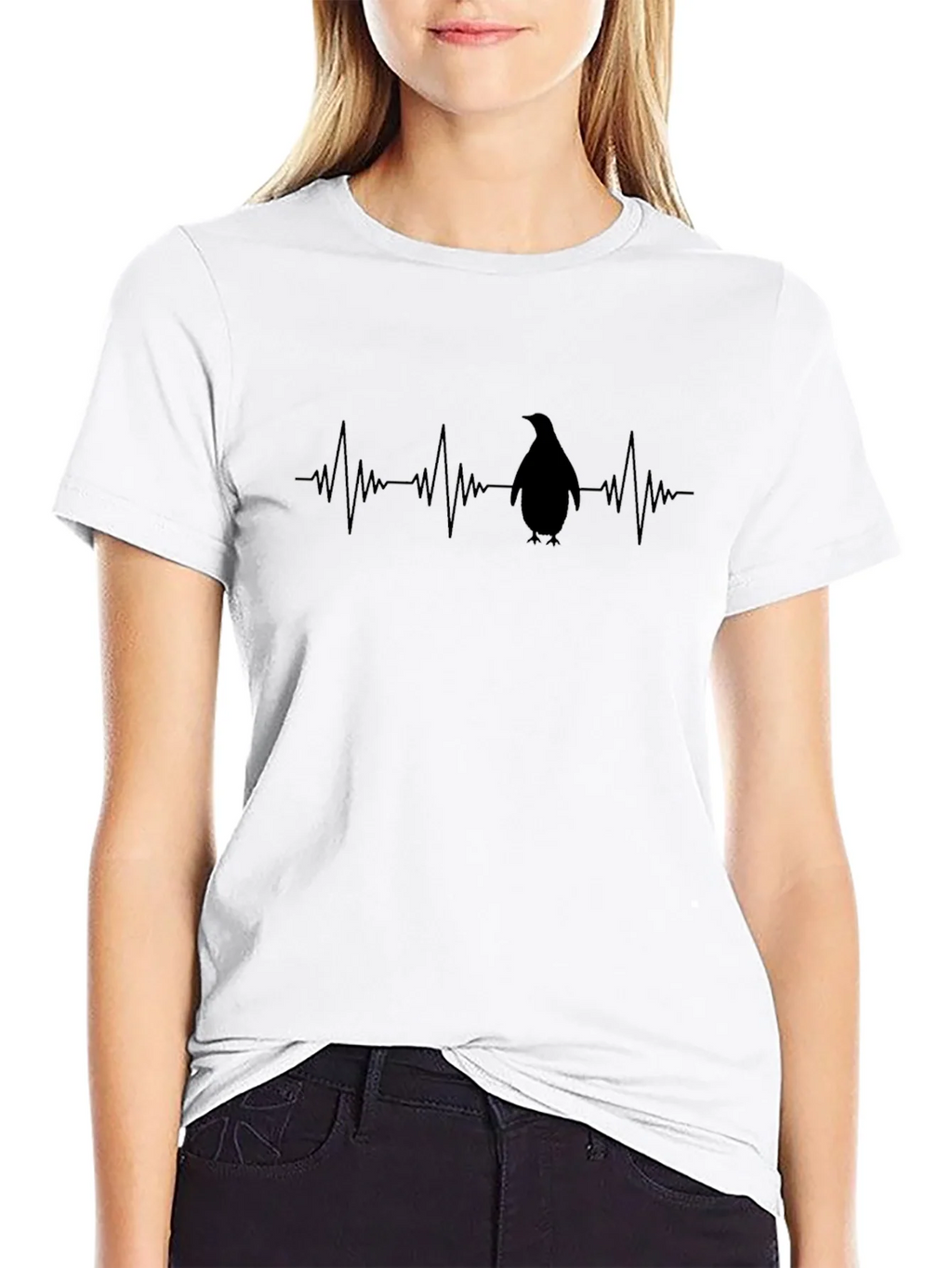 Penguin Heartbeat Graphic Tee - Black T-Shirt product image 11