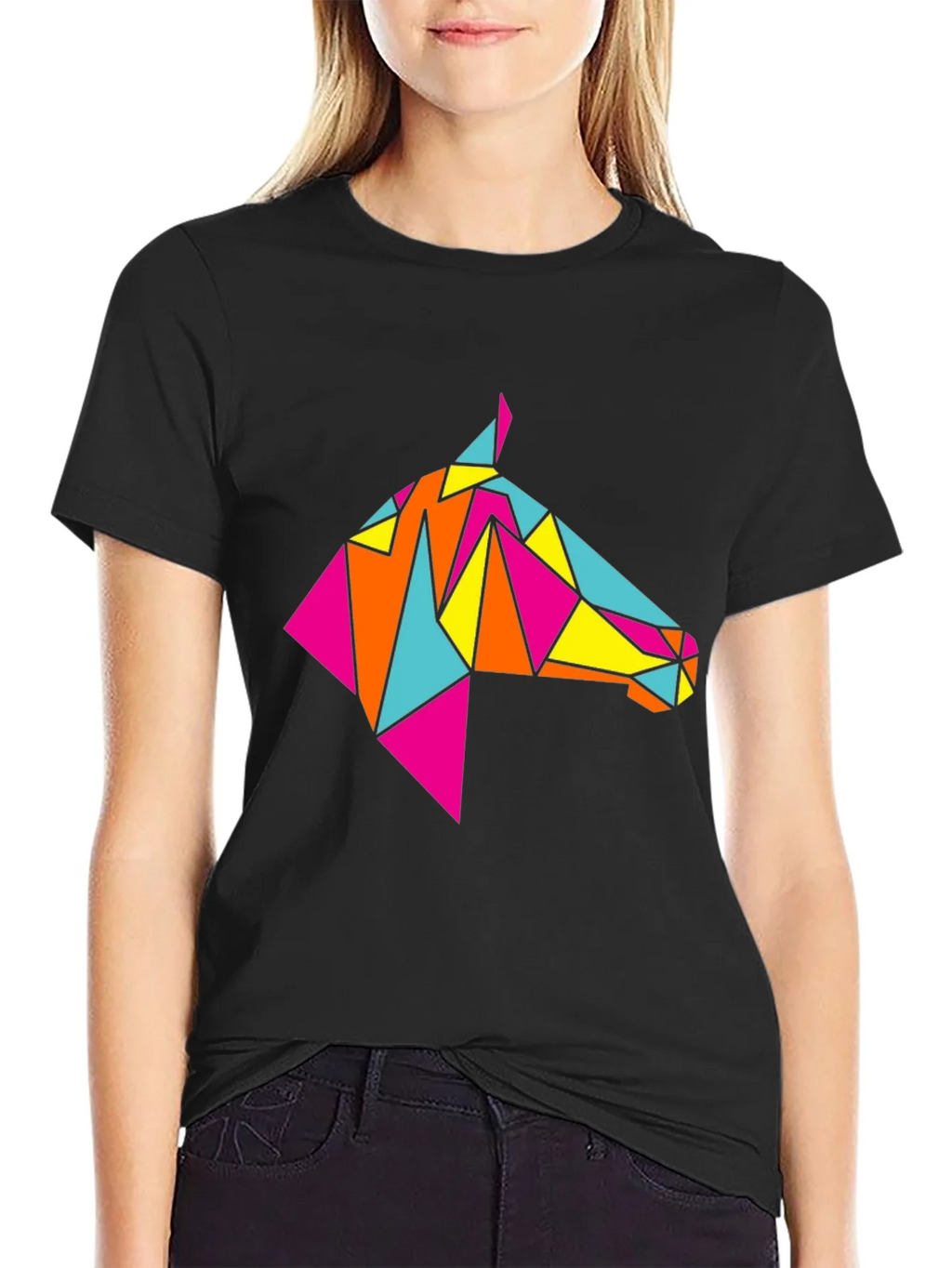 Geometric Horse Tee - Stylish Black Graphic T-Shirt product image 5