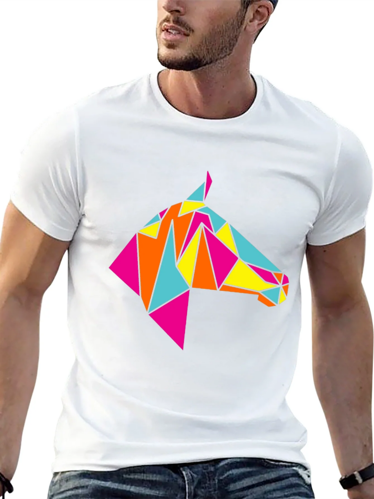 Geometric Horse Tee - Stylish Black Graphic T-Shirt product image 4
