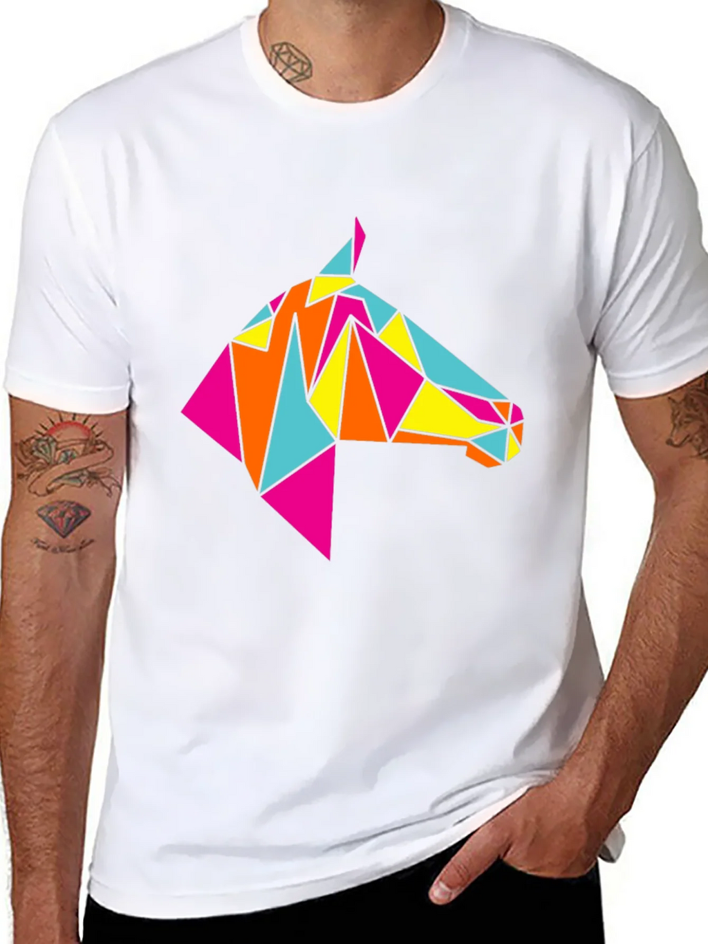 Geometric Horse Tee - Stylish Black Graphic T-Shirt product image 10